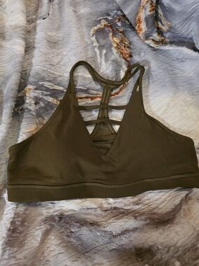 Olive Strappy Back Sports Bra - Comfortable Light Support